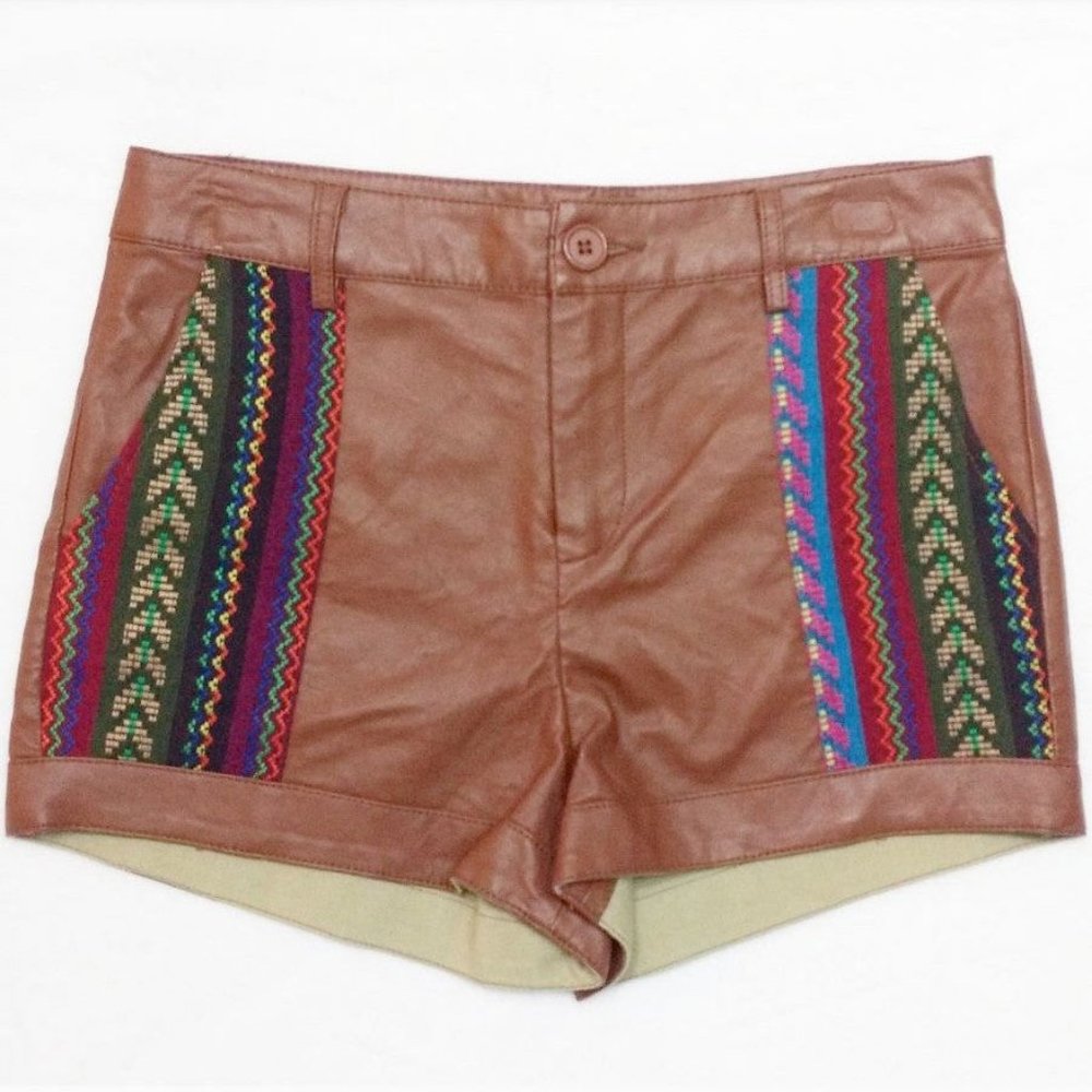 Anthropologie Highwaisted embroidered shorts
